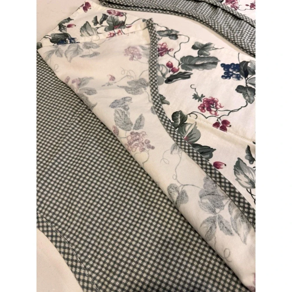 Waverly Orchard Trail 2 Scalloped Valances 74x15 Curtains Grapes‎ Green Gingham
